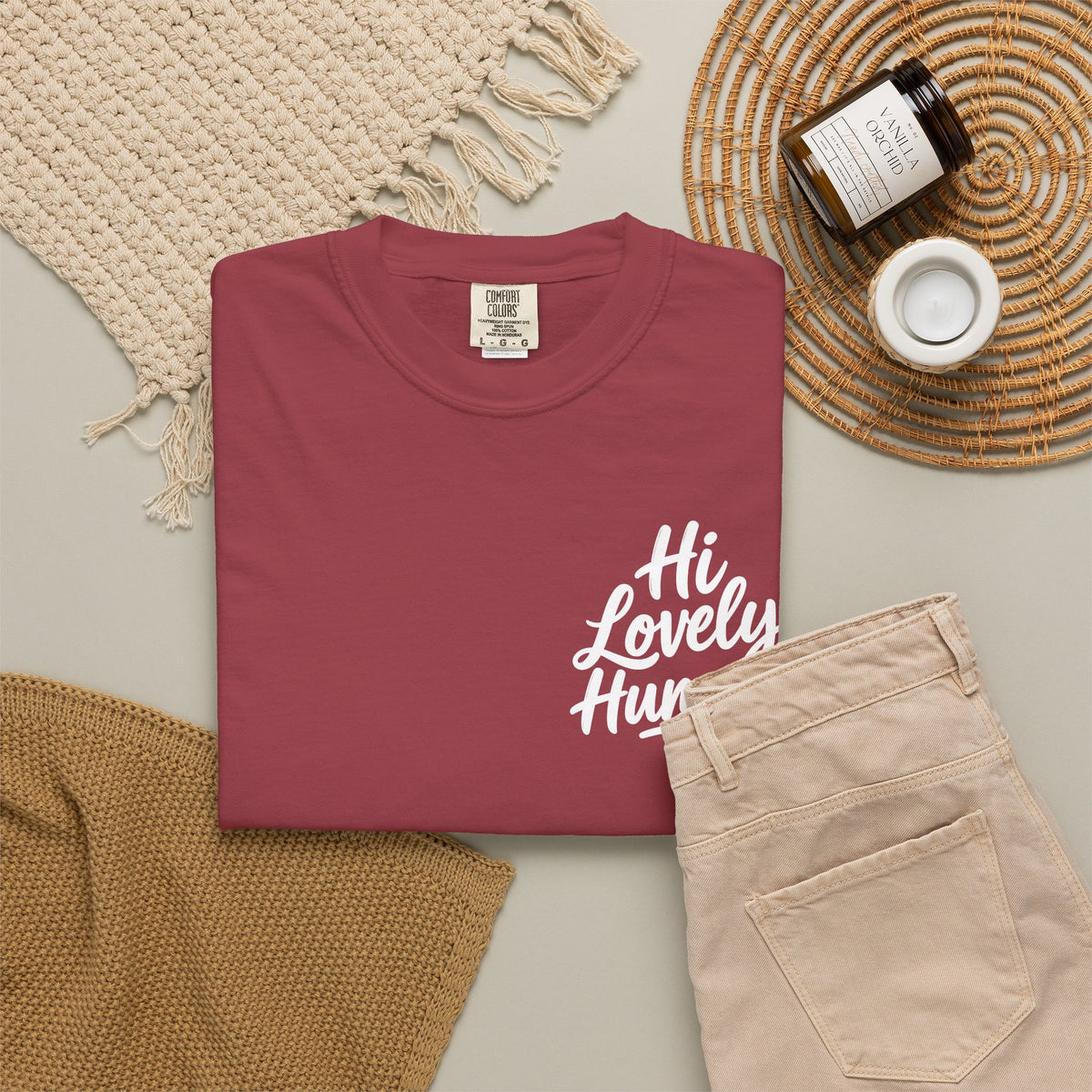 Hi Lovely Human — Inspirational Garment-Dyed Adult T-Shirt
