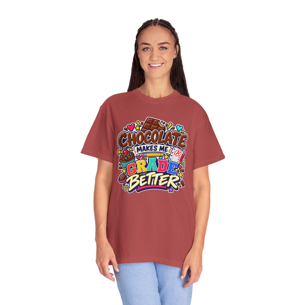 Chocolate Makes Me Grade Better Heavyweight Tee 🍫📚✏️
