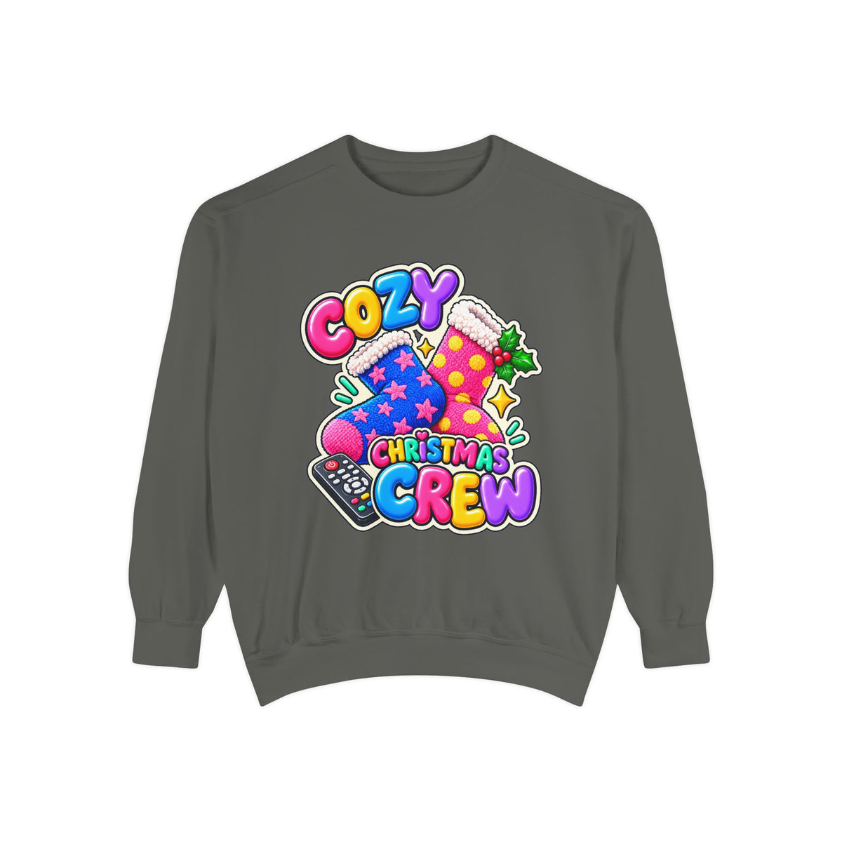 Cozy Christmas Crew Crewneck Sweatshirt 🧦🎄📺