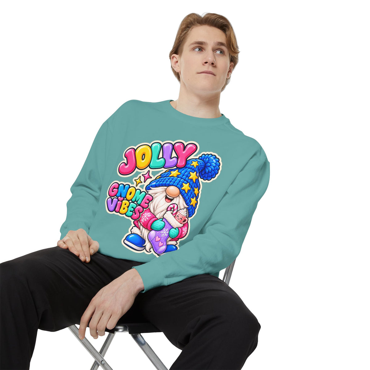 Jolly Gnome Vibes Christmas Sweatshirt