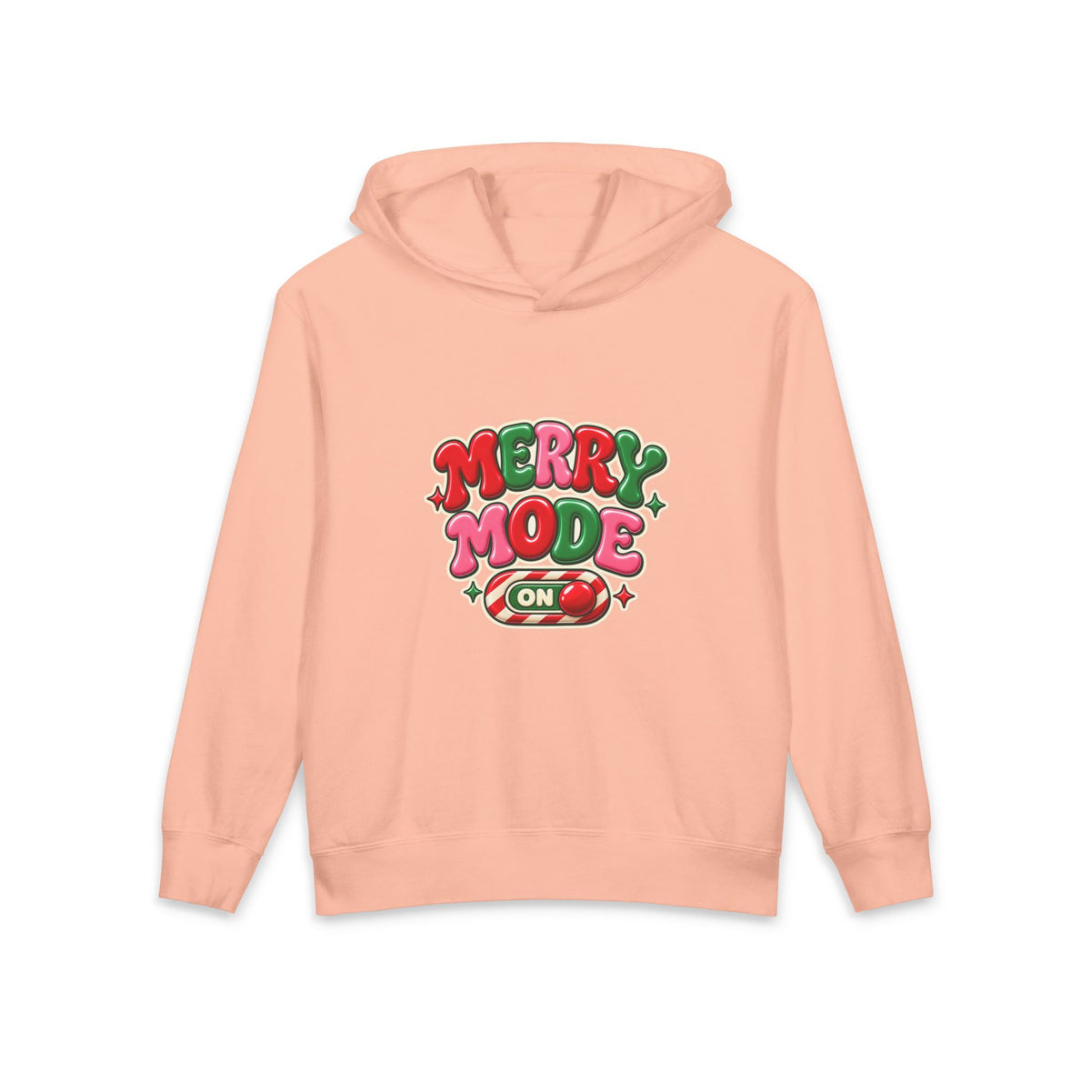 Merry Mode On Youth Hoodie — Cute Christmas Holiday Kids Sweatshirt