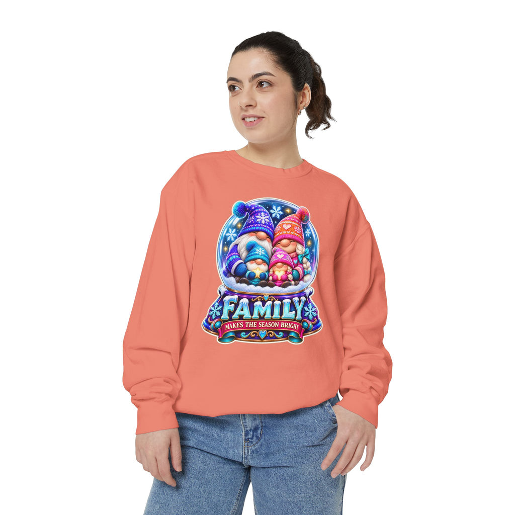 Family Gnome Christmas Sweatshirt "Family Makes the Season Bright"