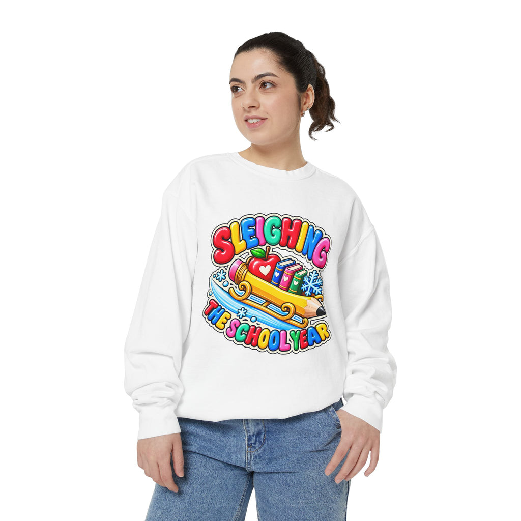 Sleighing the School Year Christmas Sweatshirt 📚🍎❄️