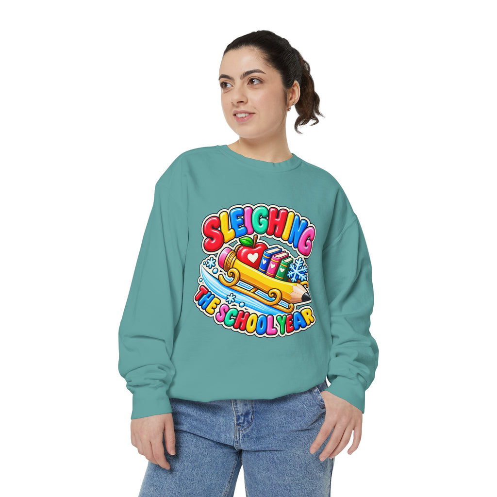 Sleighing the School Year Christmas Sweatshirt 📚🍎❄️