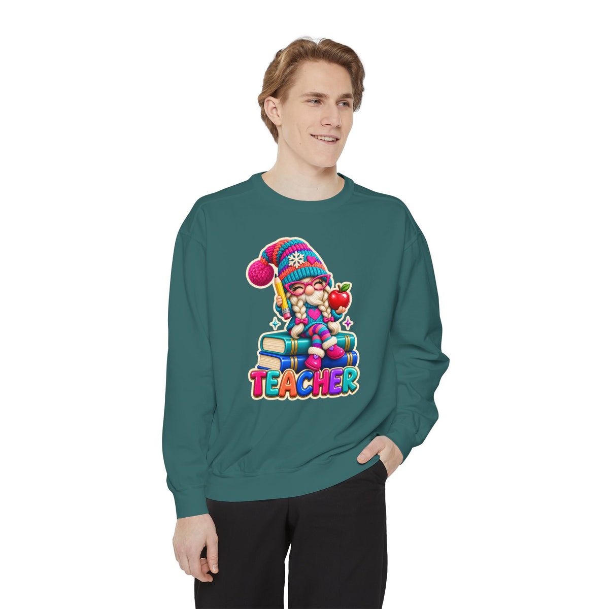 Teacher Gnome Book Lover Holiday Sweatshirt