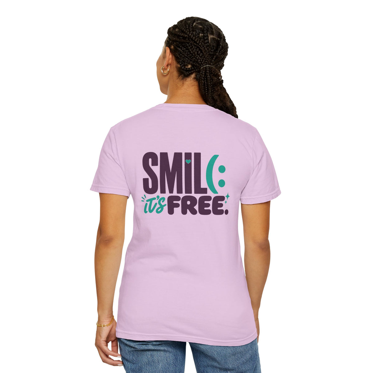 SMIL(: IT’S FREE. Front & Back Garment-Dyed Graphic Tee