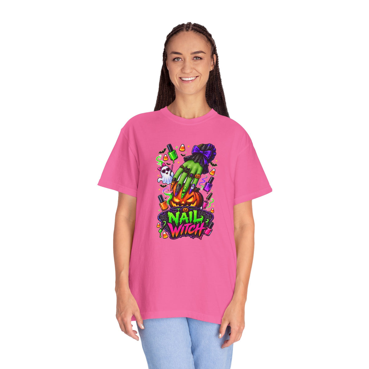 Nail Witch Halloween Tee – Adult Unisex Nail Tech & Beauty Salon Shirt