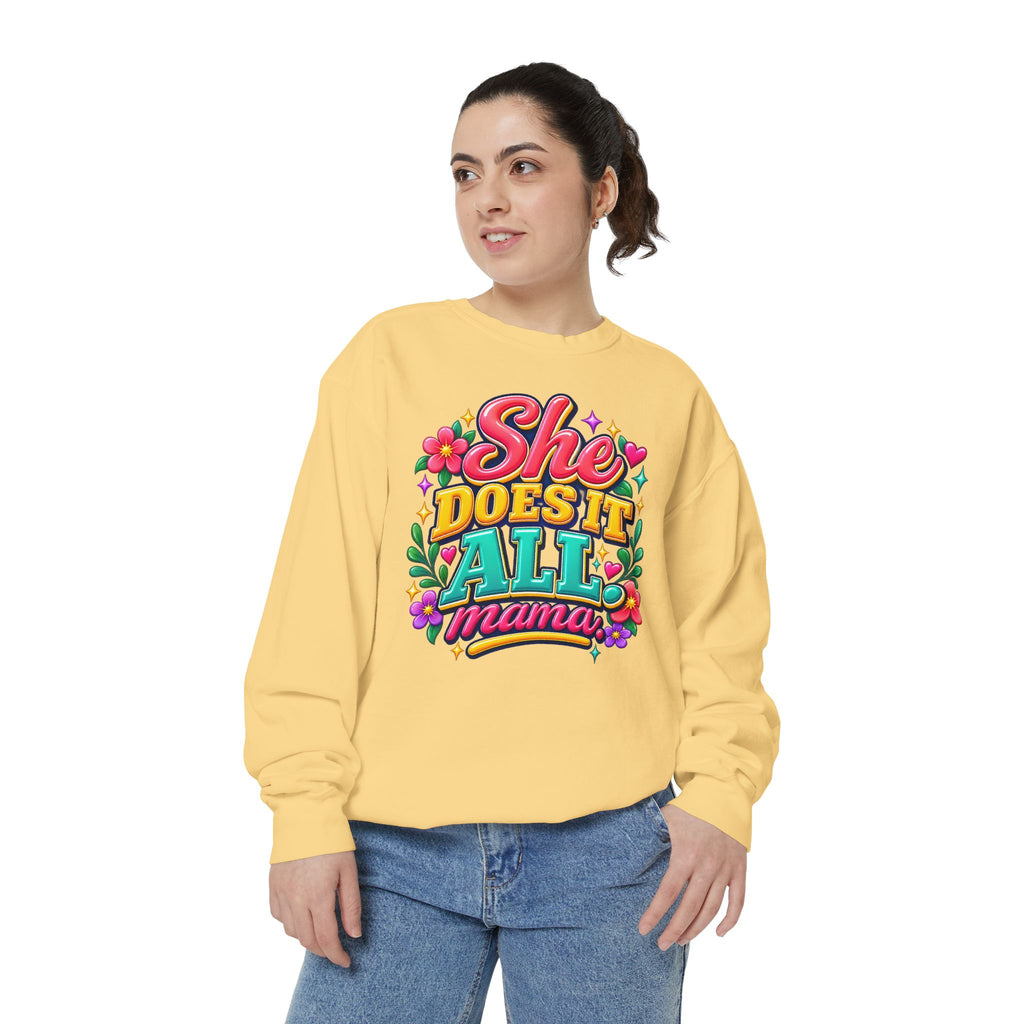 She Does It All Mama Sweatshirt — Floral Mom Appreciation Crewneck