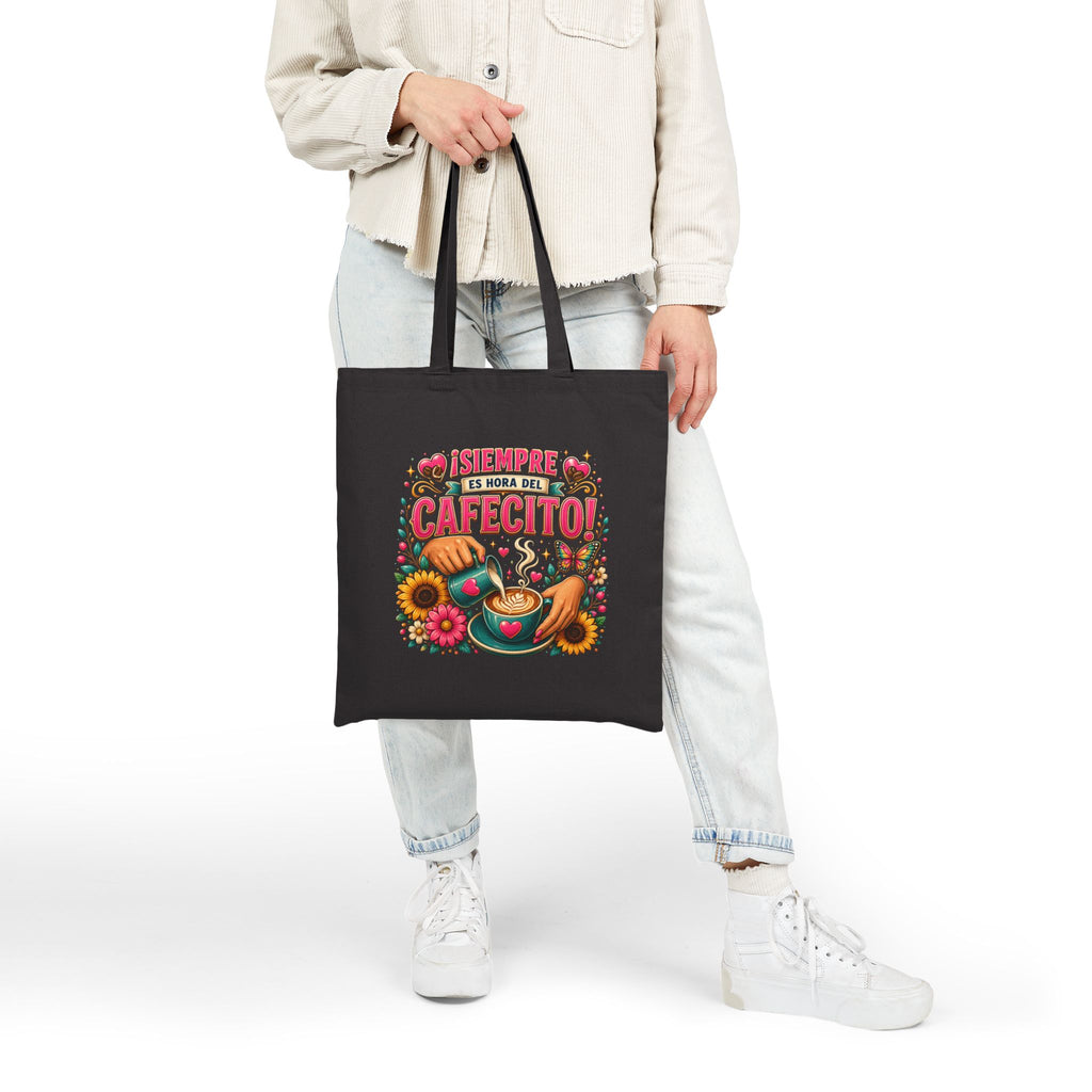 Siempre Es Hora Del Cafecito - Colorful Floral Coffee Tote