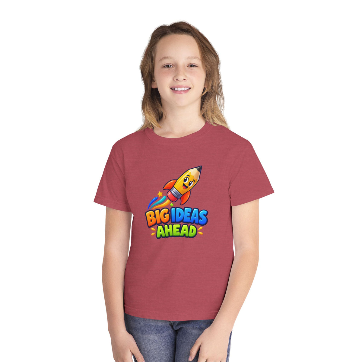 🚀 Big Ideas Ahead Rocket Pencil Kids Tee