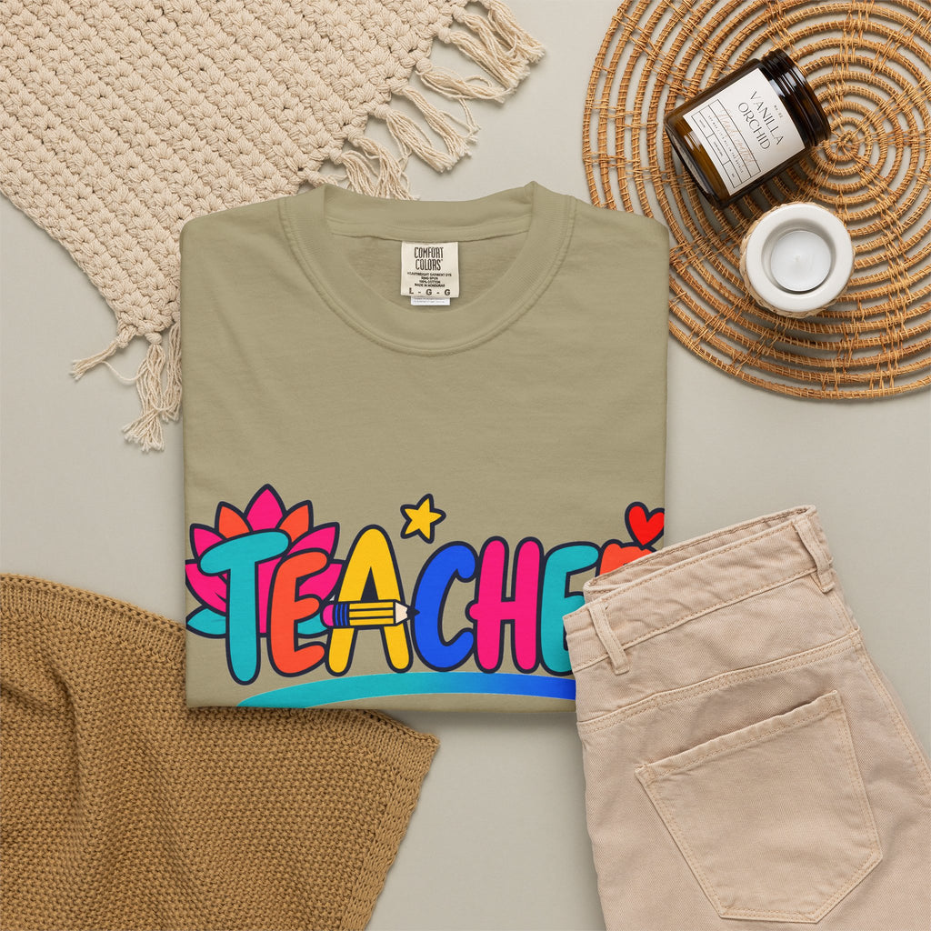 Colorful Teacher Comfort Colors® Heavyweight Tee 🍎✏️