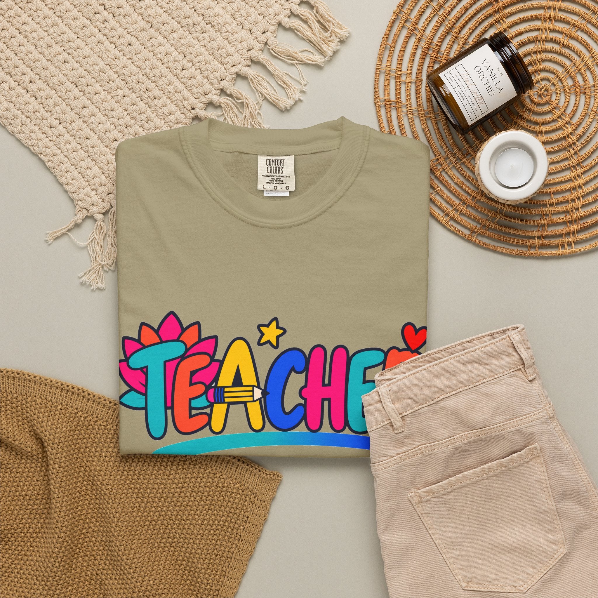 Colorful Teacher Comfort Colors® Heavyweight Tee 🍎✏️