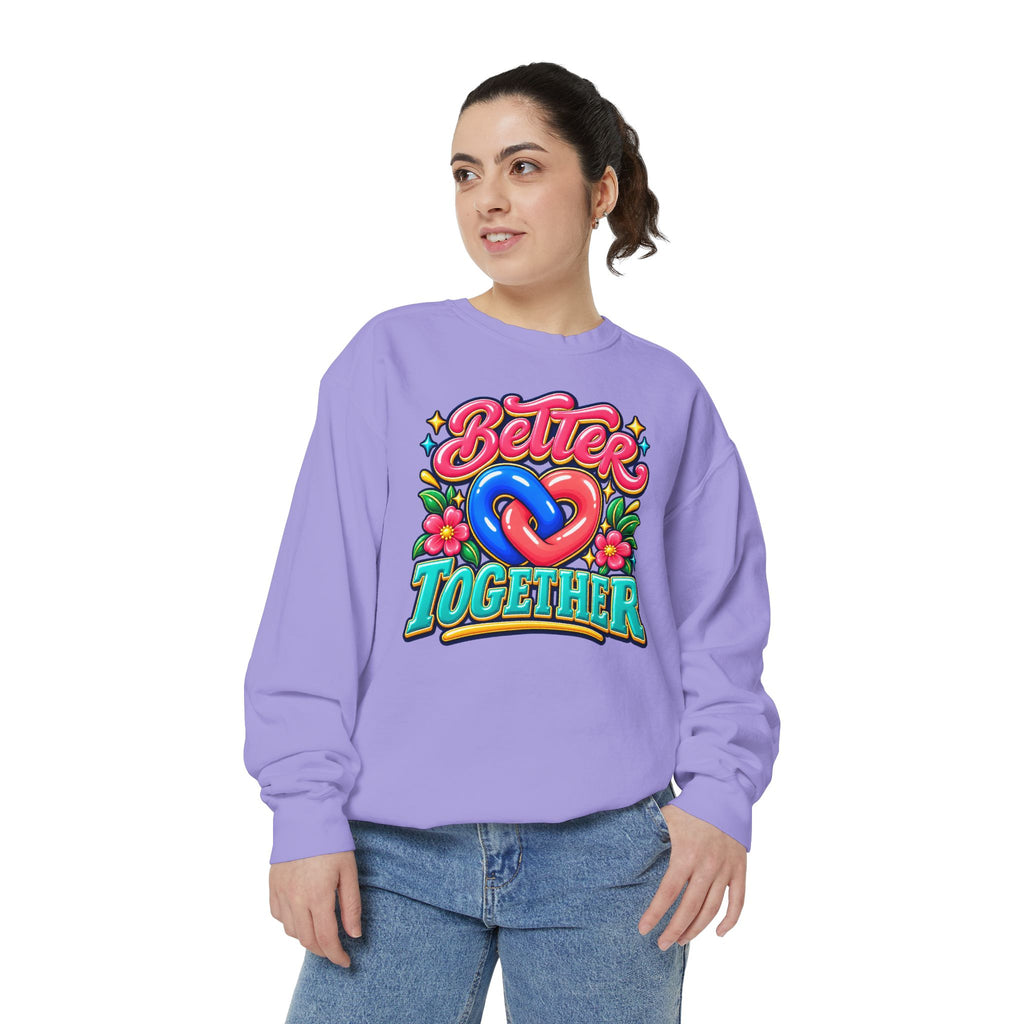 Better Together Heart Sweatshirt — Yellow & Aqua