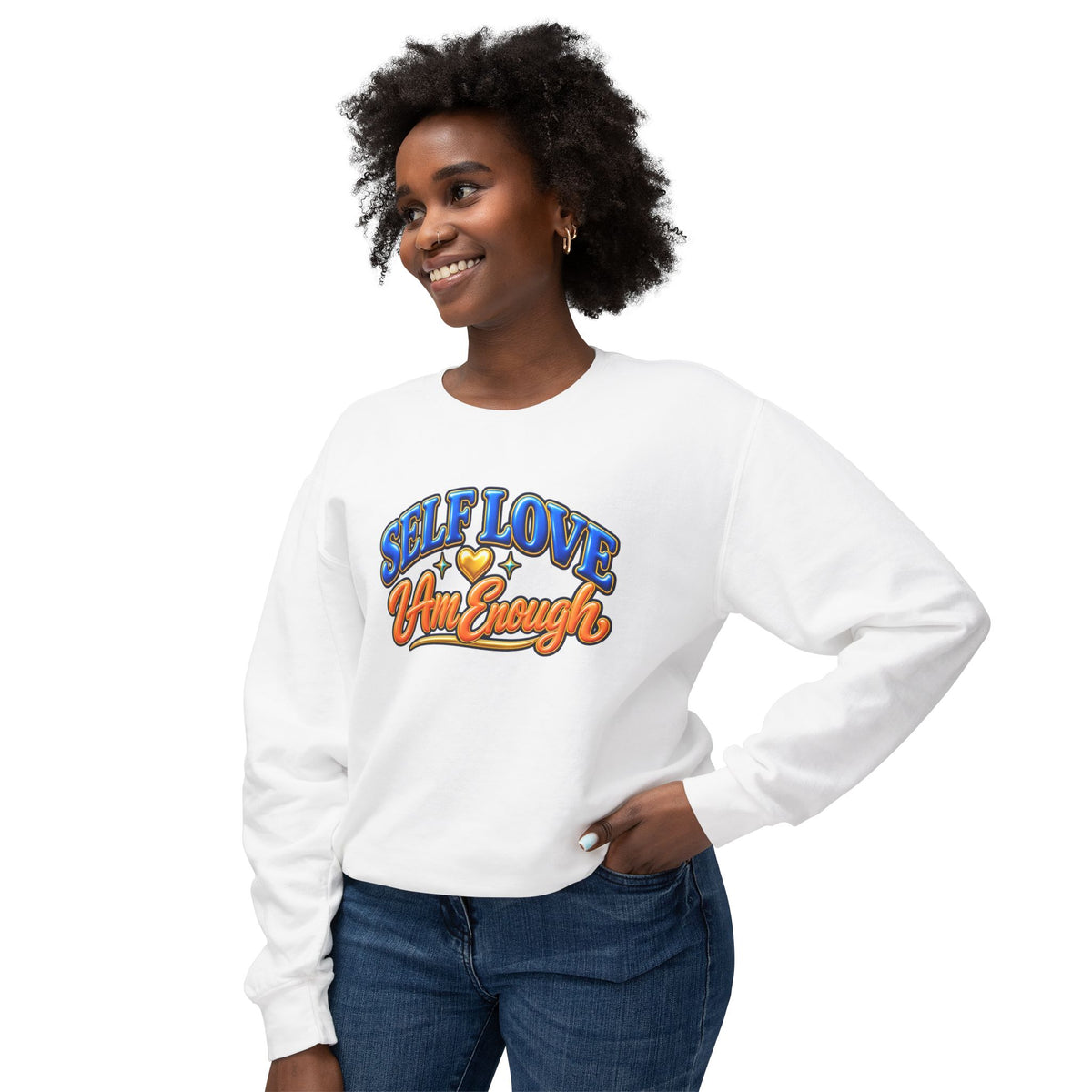 Self Love "I Am Enough" Crewneck Sweatshirt — Retro Positive Message Pullover