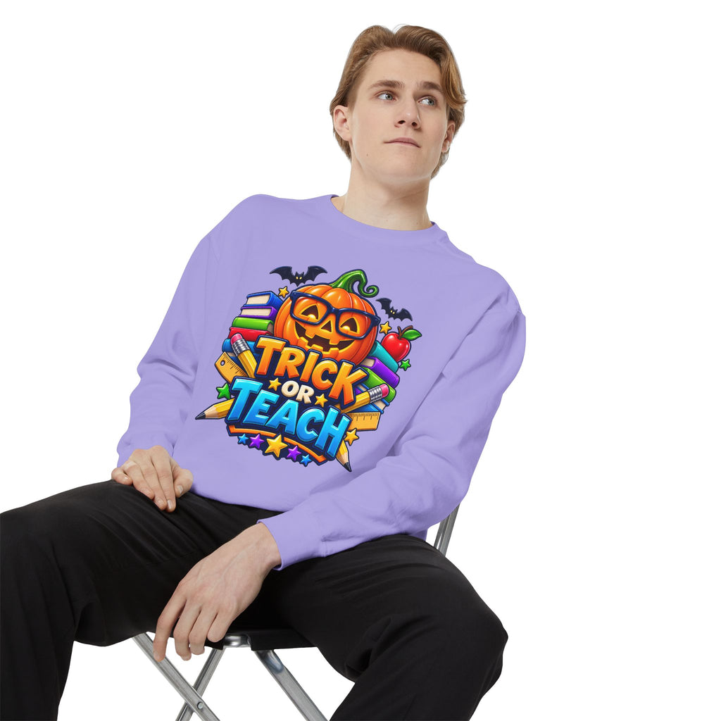 Trick or Teach Halloween Teacher Sweatshirt 🎃📚 | Pumpkin School Crewneck