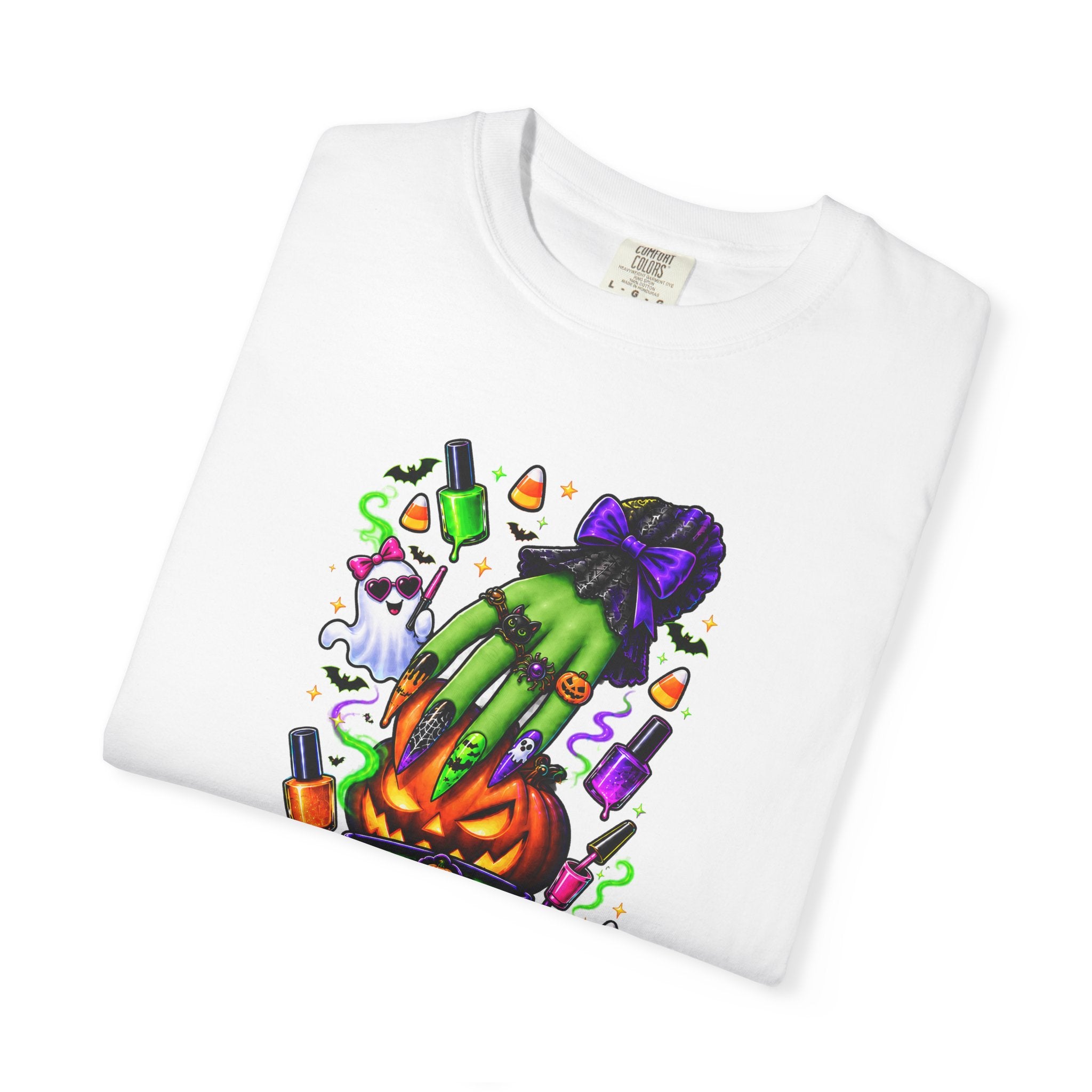 Nail Witch Halloween Tee – Adult Unisex Nail Tech & Beauty Salon Shirt