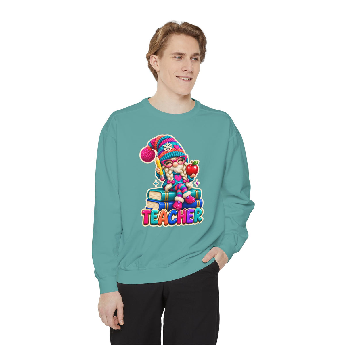 Teacher Gnome Book Lover Holiday Sweatshirt