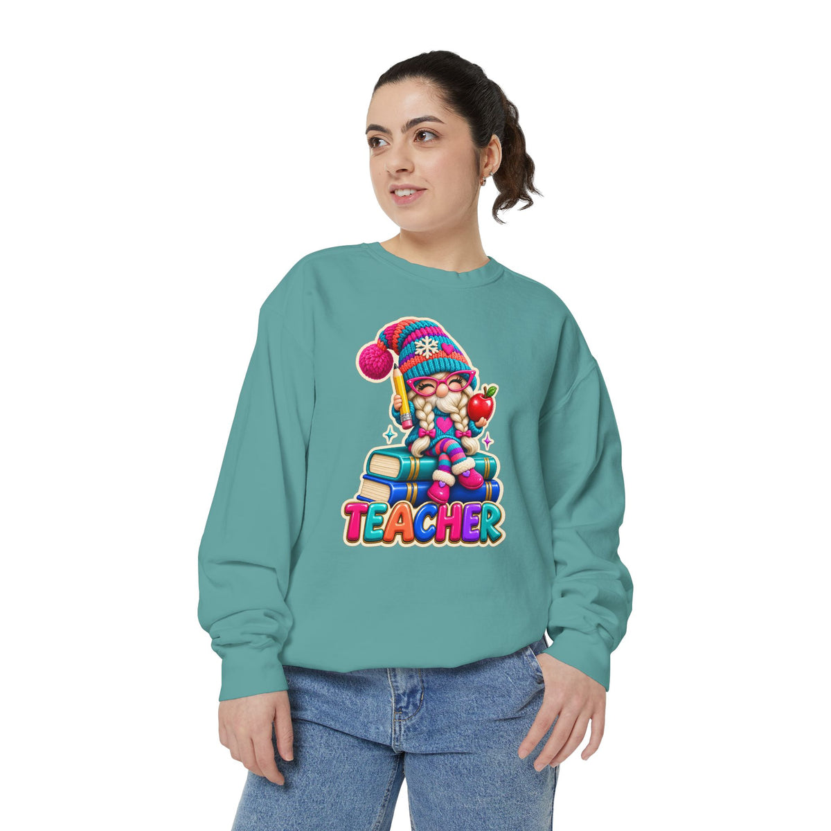 Teacher Gnome Book Lover Holiday Sweatshirt