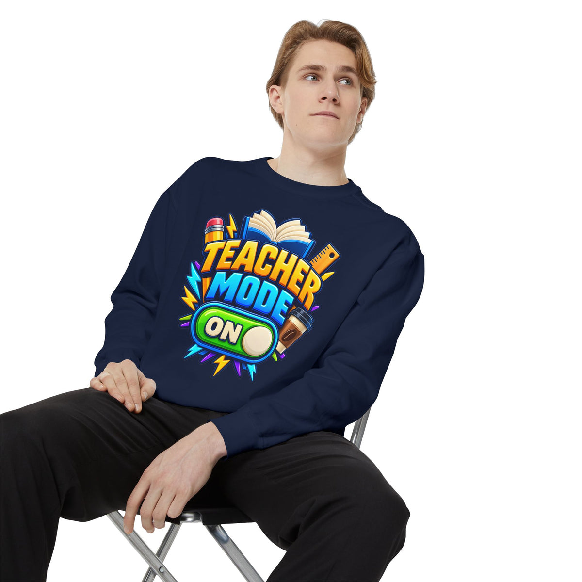 Teacher Mode On Sweatshirt 📚☕ | Funny Teacher Crewneck