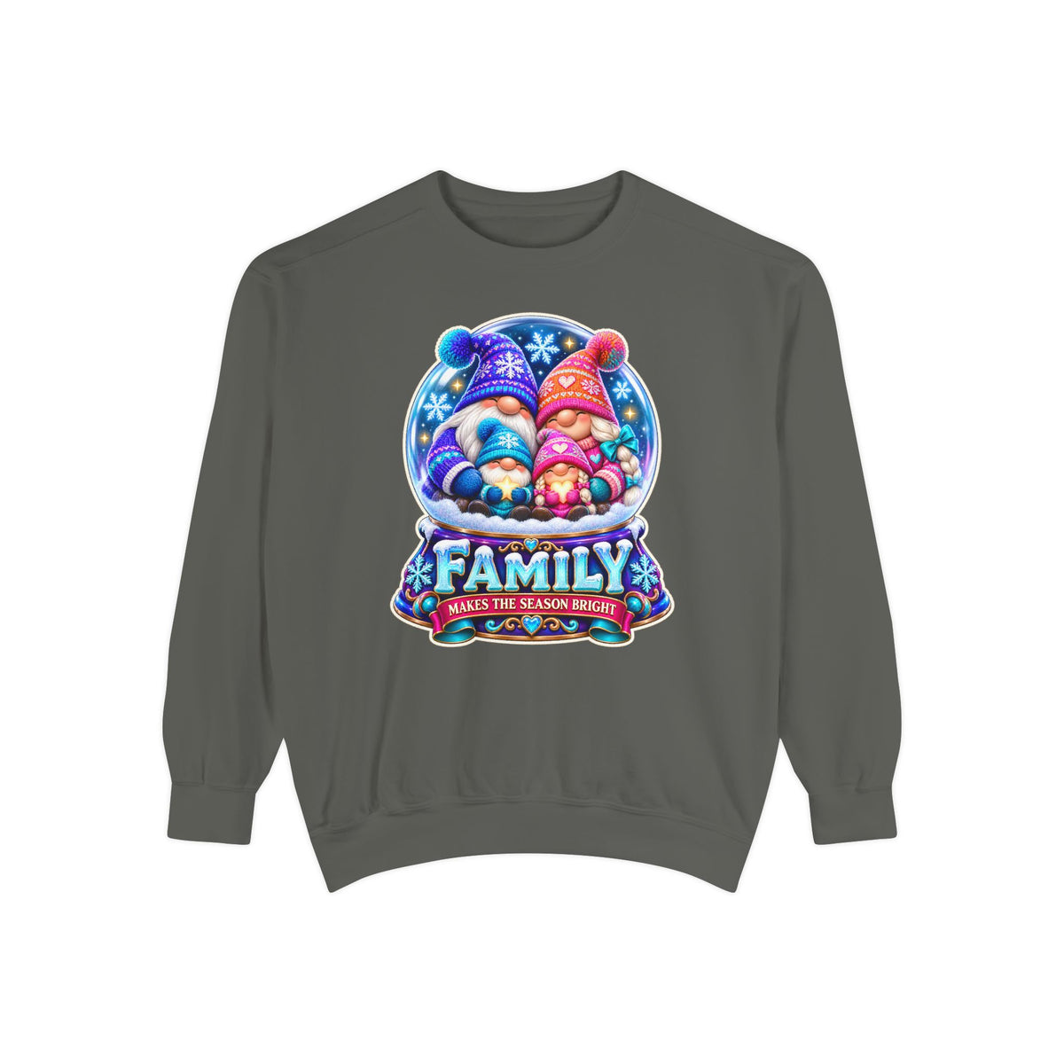 Family Gnome Christmas Sweatshirt "Family Makes the Season Bright"