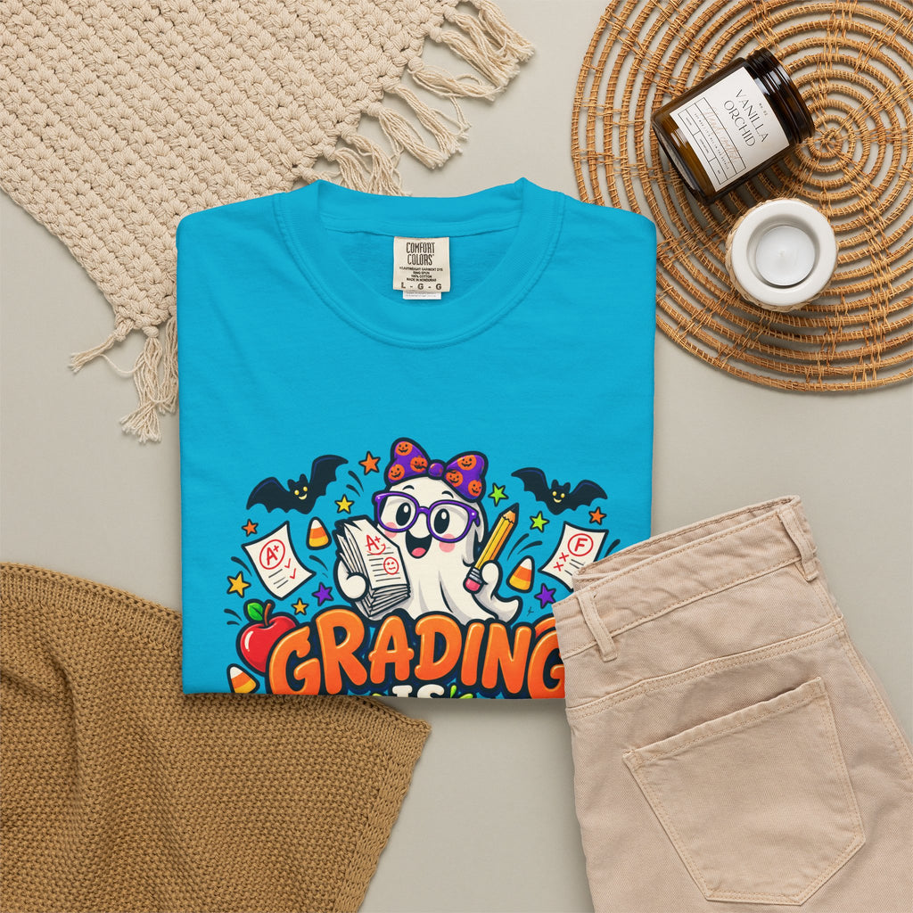 Grading Is Scary Enough T-Shirt — Halloween Teacher Funny Tee