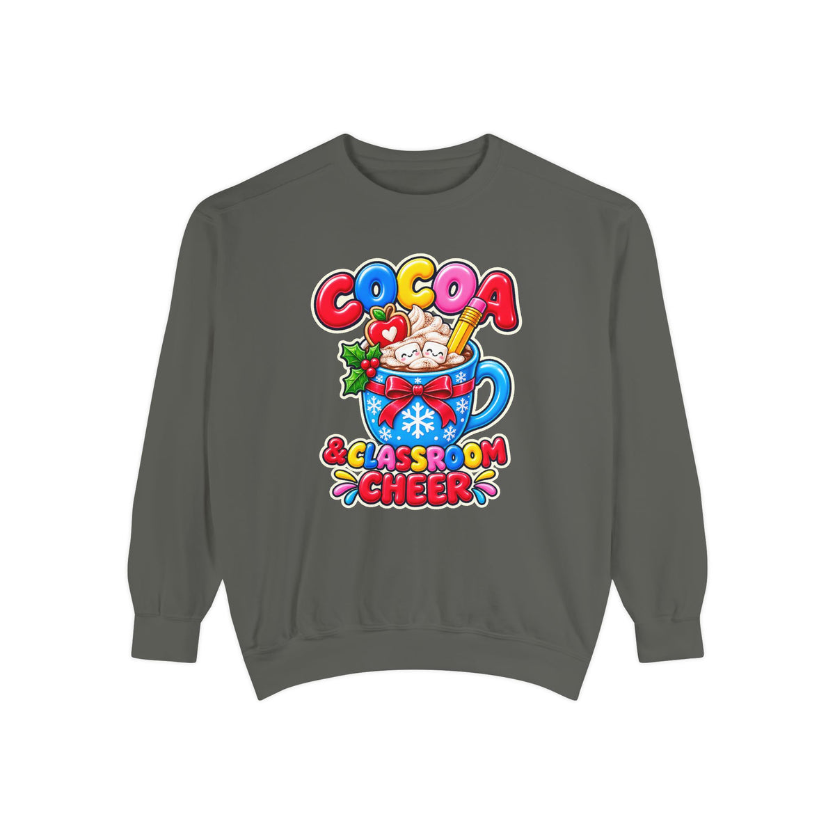 Cocoa and Classroom Cheer Christmas Sweatshirt ☕🍎❄️