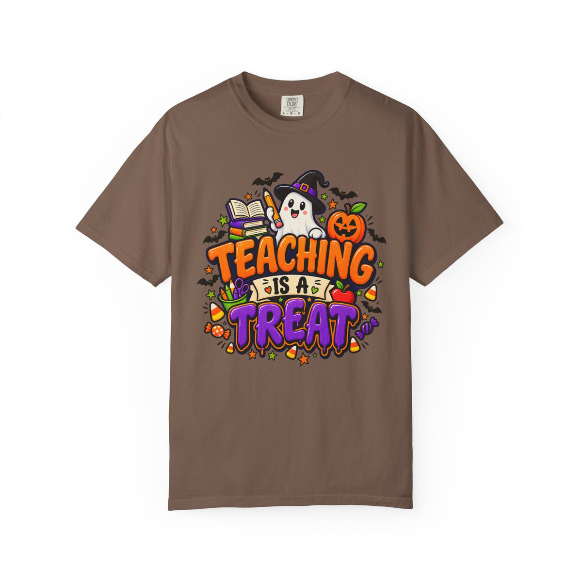 Teaching Is a Treat Halloween T-Shirt — Cute Ghost & Pumpkin Teacher Tee
