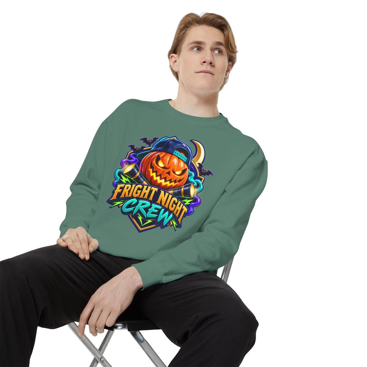 Fright Night Crew Halloween Sweatshirt 🎃 | Pumpkin Halloween Pullover
