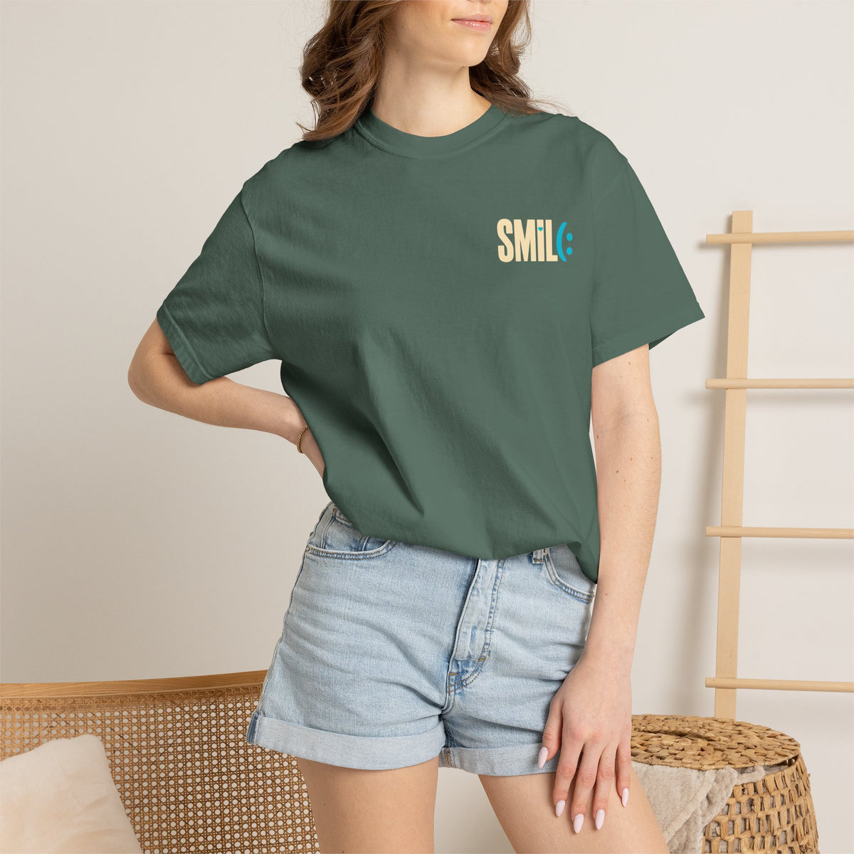 SMIL(: IT’S FREE. Charcoal & Plum Front-and-Back Tee