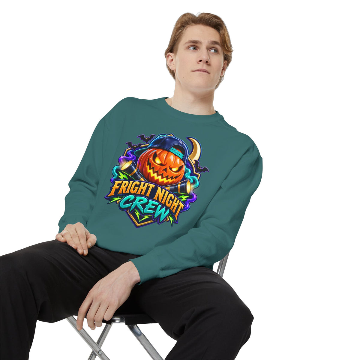 Fright Night Crew Halloween Sweatshirt 🎃 | Pumpkin Halloween Pullover