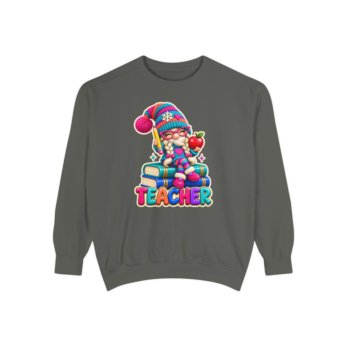 Teacher Gnome Book Lover Holiday Sweatshirt