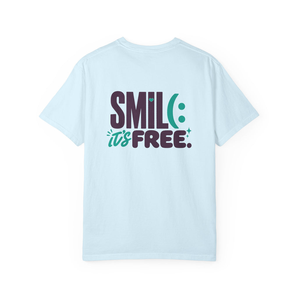 SMIL(: IT’S FREE. Front & Back Garment-Dyed Graphic Tee