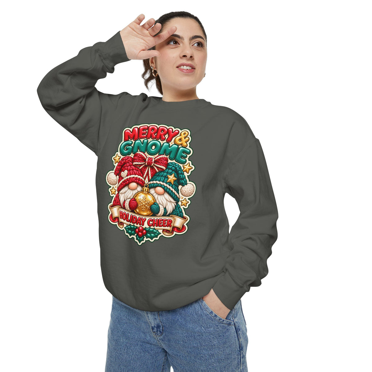 Merry and Gnome Holiday Cheer Sweatshirt — Cute Christmas Design