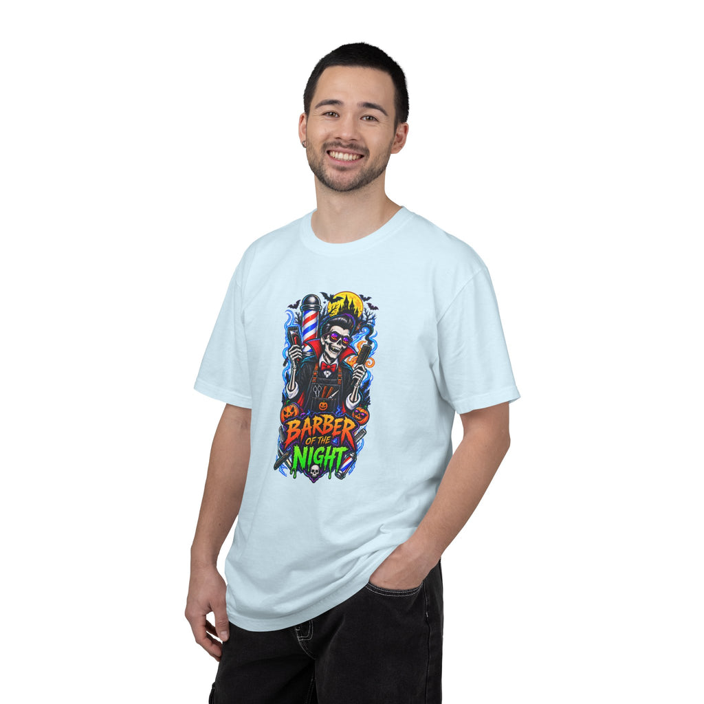 Barber of the Night Halloween Tee – Adult Unisex Barbershop Shirt
