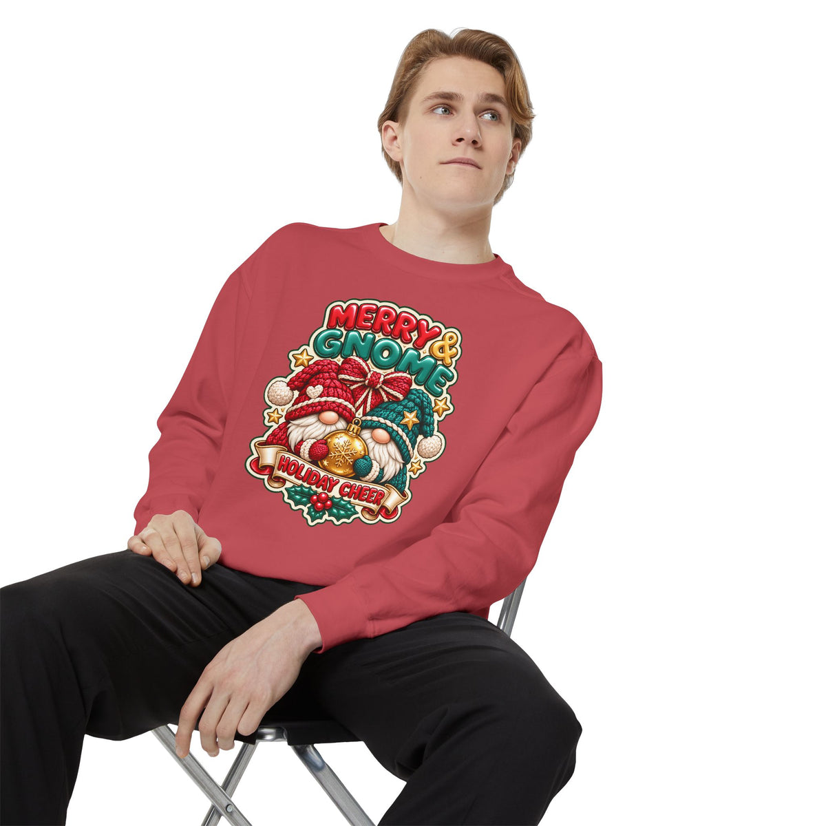 Merry and Gnome Holiday Cheer Sweatshirt — Cute Christmas Design