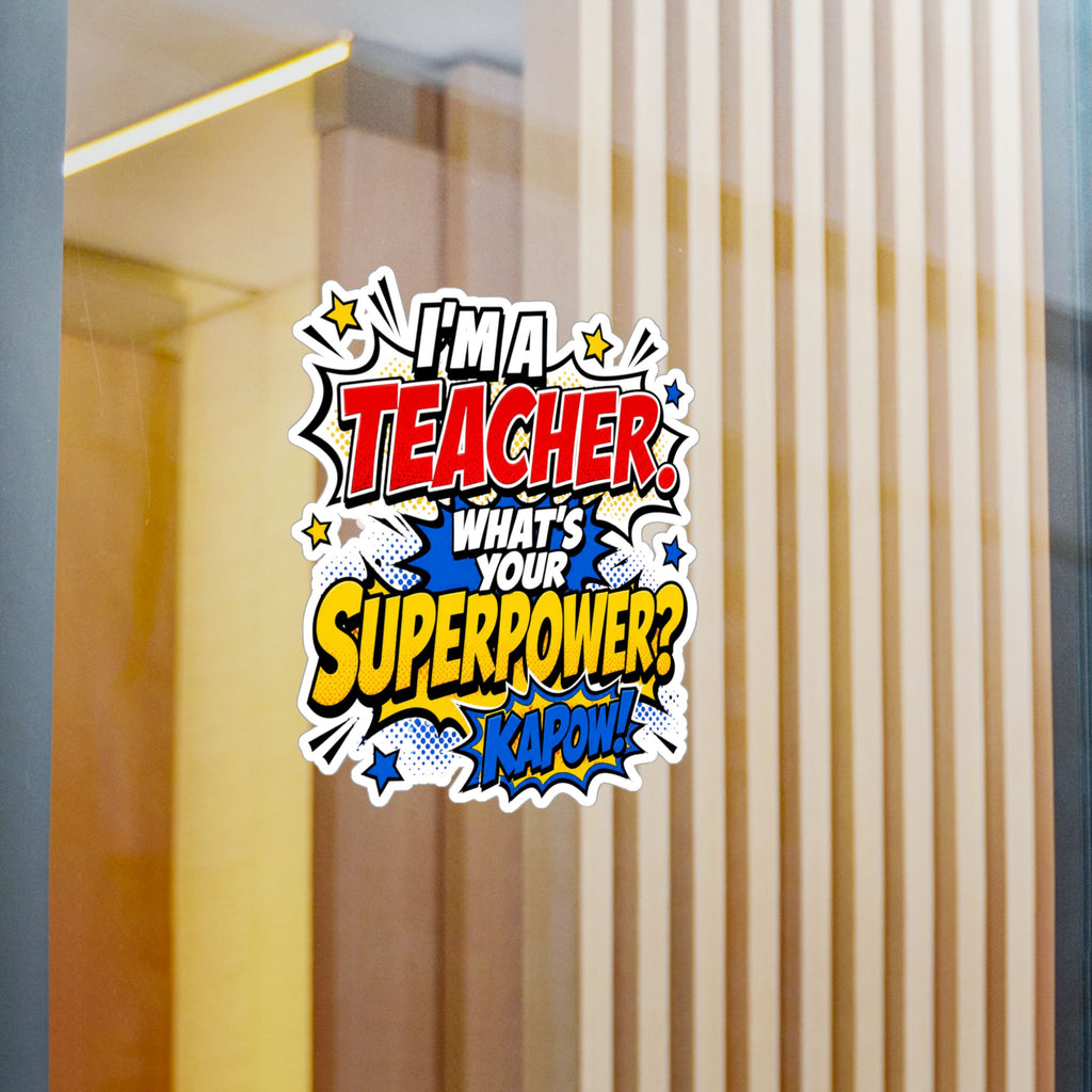 Teacher Superpower Retro Comic Book Die-Cut Decal Vinyl Sticker