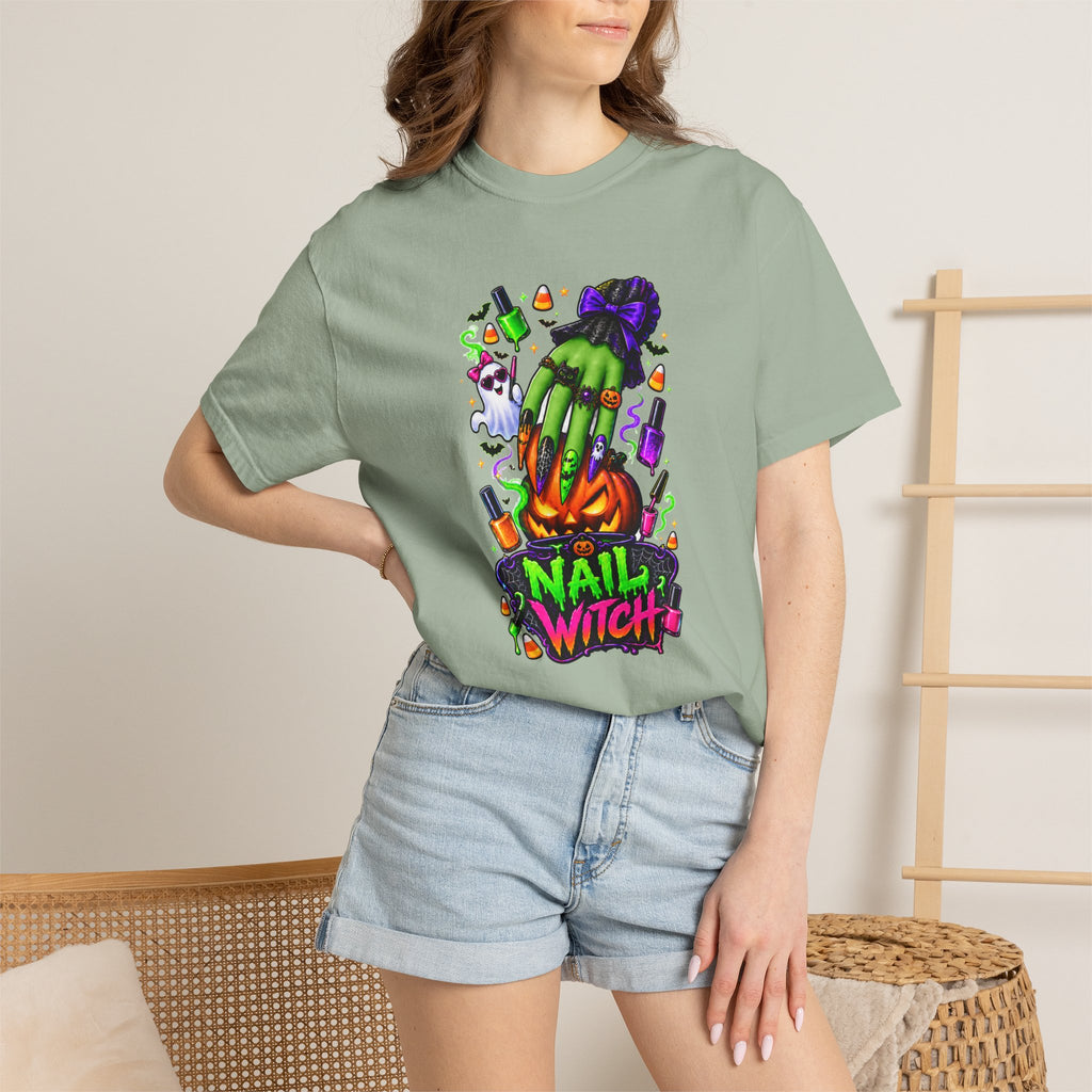 Nail Witch Halloween Tee – Adult Unisex Nail Tech & Beauty Salon Shirt