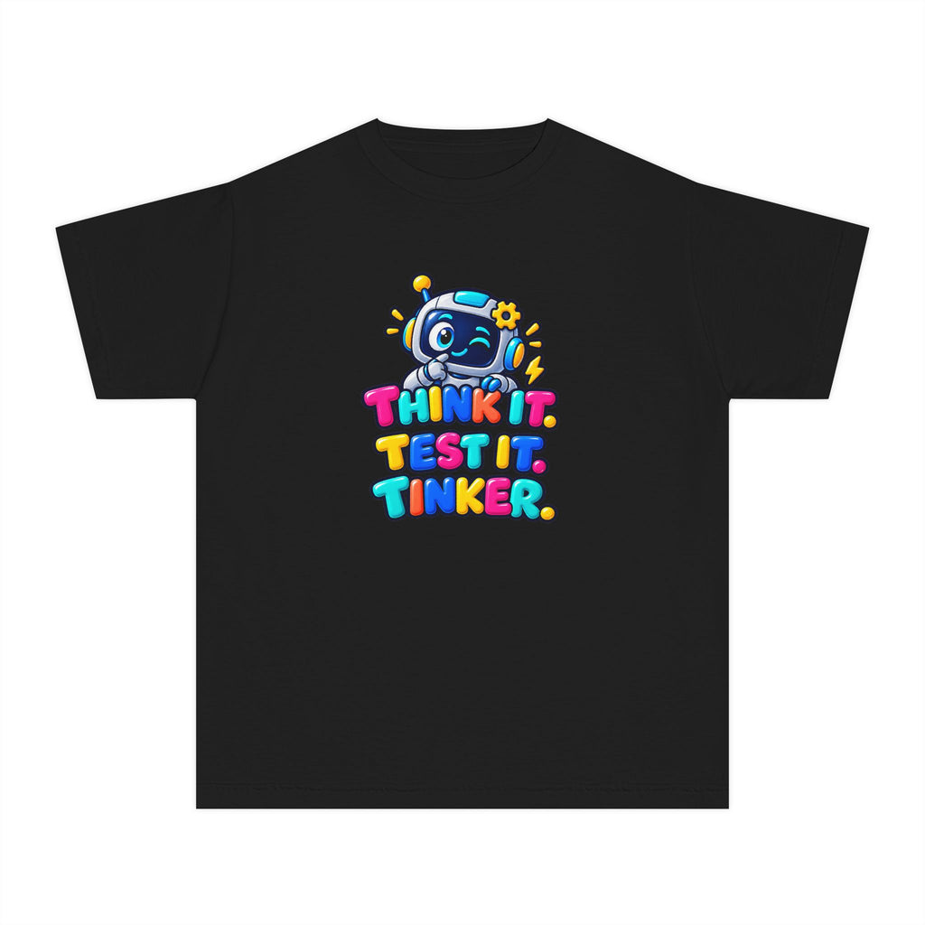 🤖 Think It. Test It. Tinker." Robot STEM Graphic Kids Tee