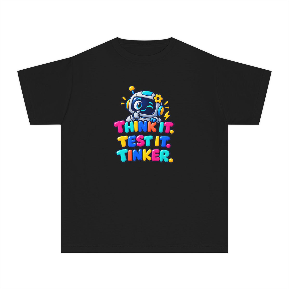 🤖 Think It. Test It. Tinker." Robot STEM Graphic Kids Tee