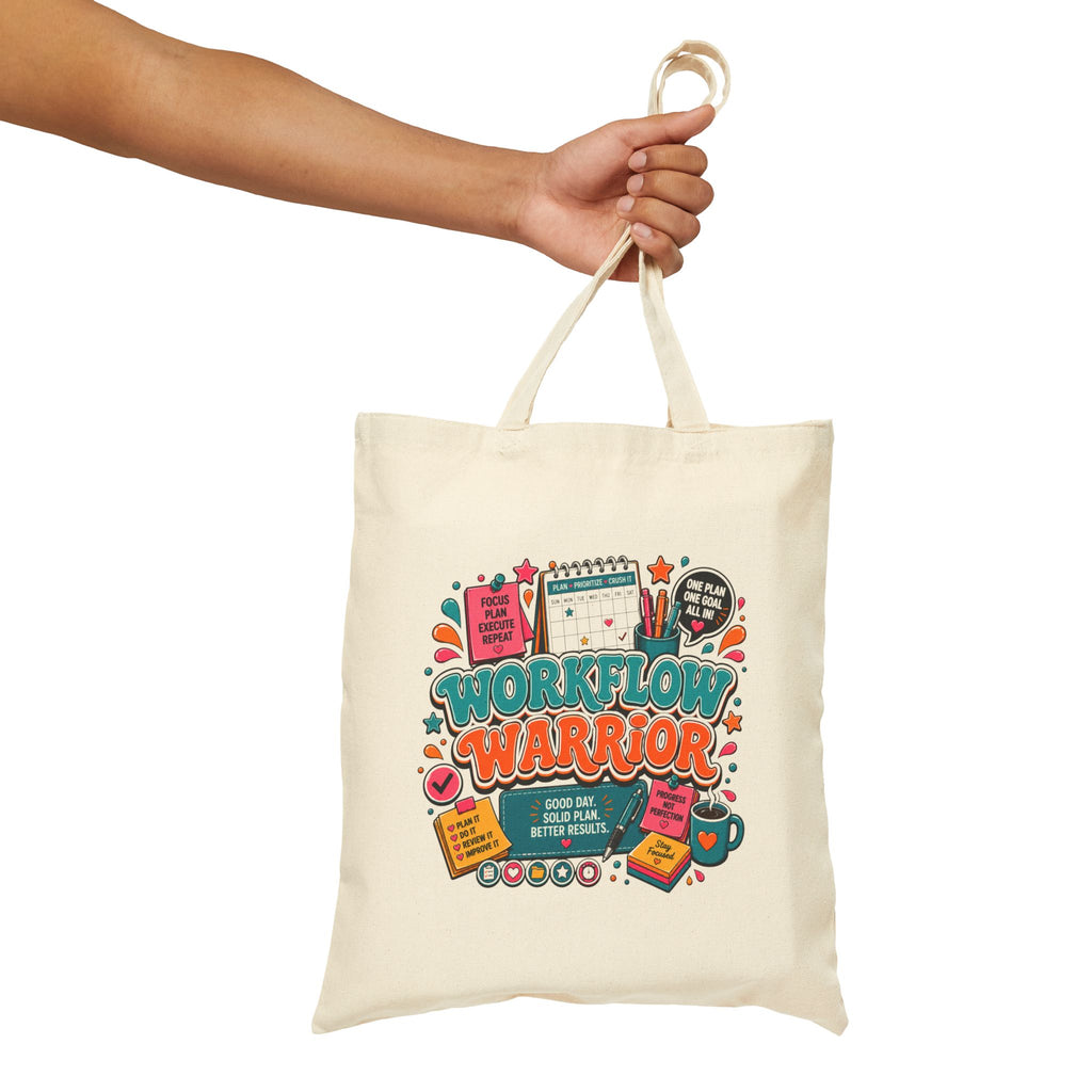 Workflow Warrior Cotton Tote Bag – Planner, Coffee and Productivity Gifts