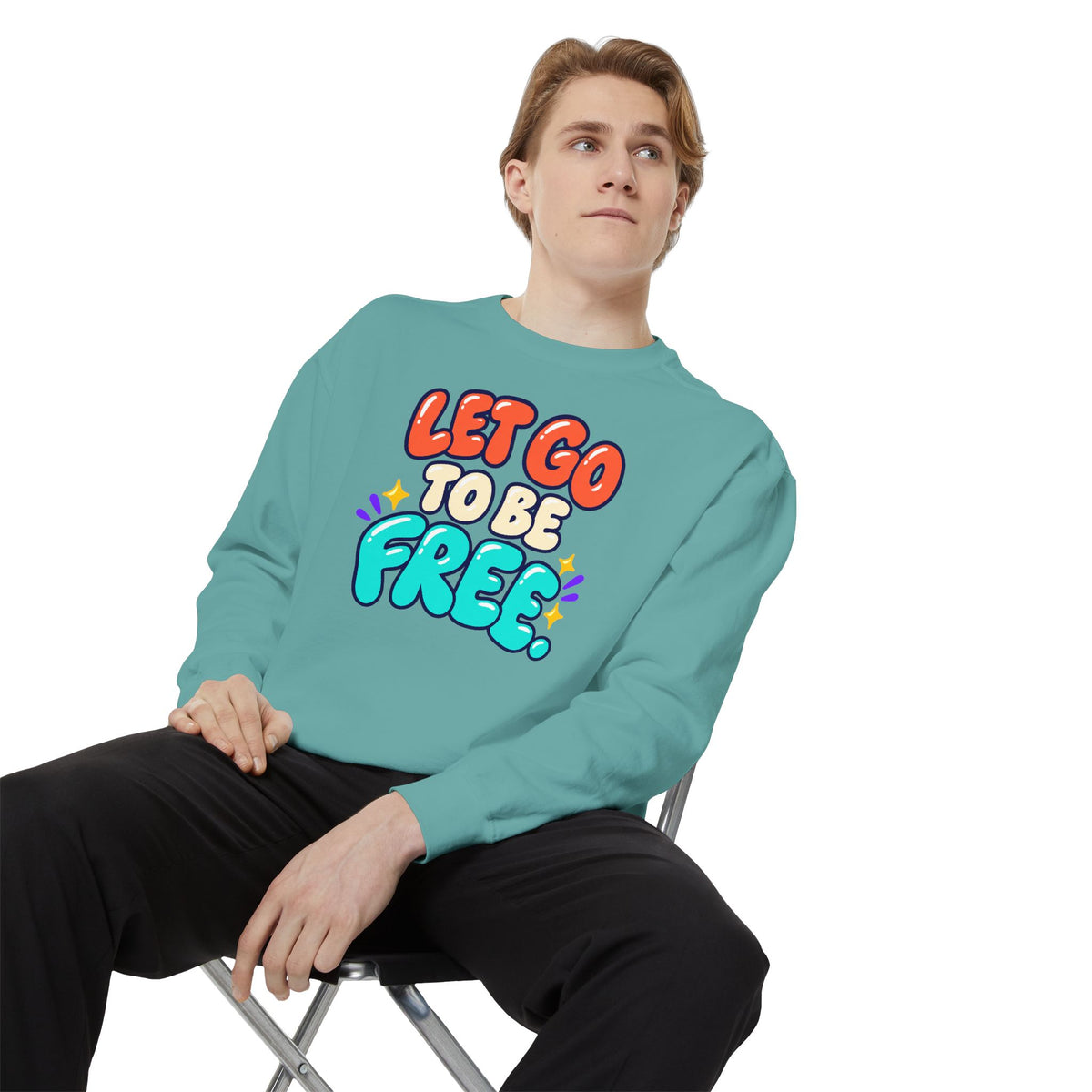Let Go to Be Free Relaxed-Fit Sweatshirt — Lavender & Gray