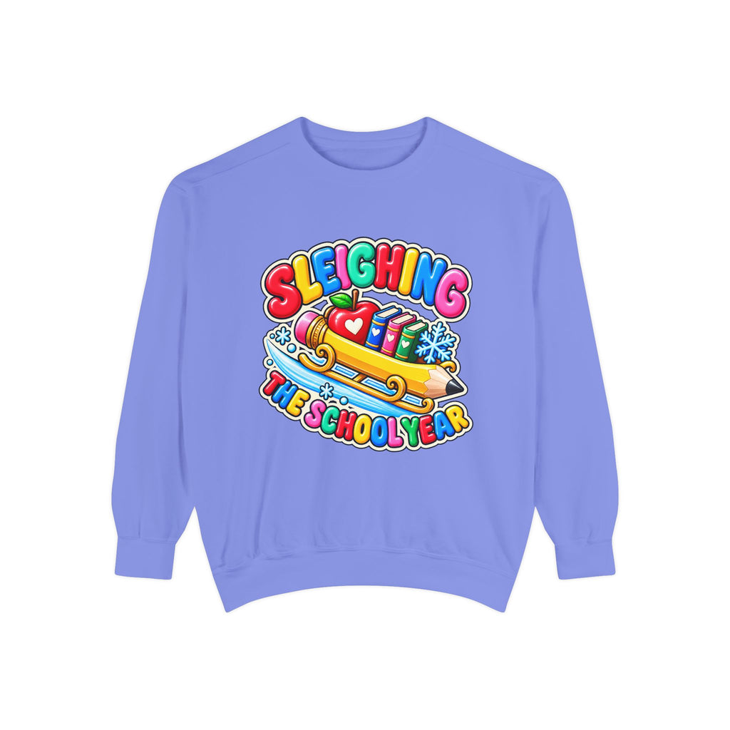 Sleighing the School Year Christmas Sweatshirt 📚🍎❄️