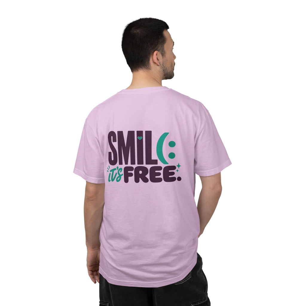 SMIL(: IT’S FREE. Front & Back Garment-Dyed Graphic Tee
