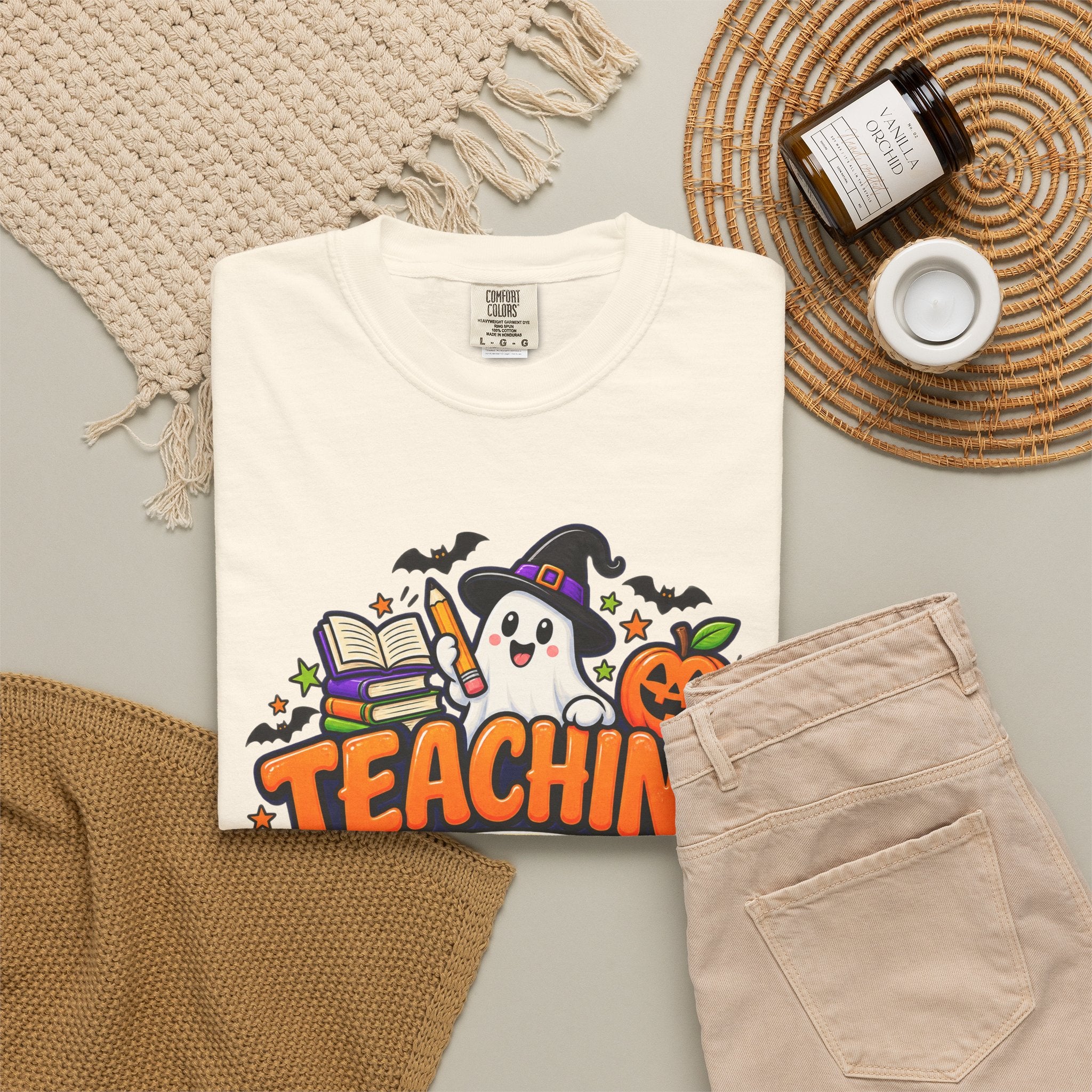 Teaching Is a Treat Halloween T-Shirt — Cute Ghost & Pumpkin Teacher Tee