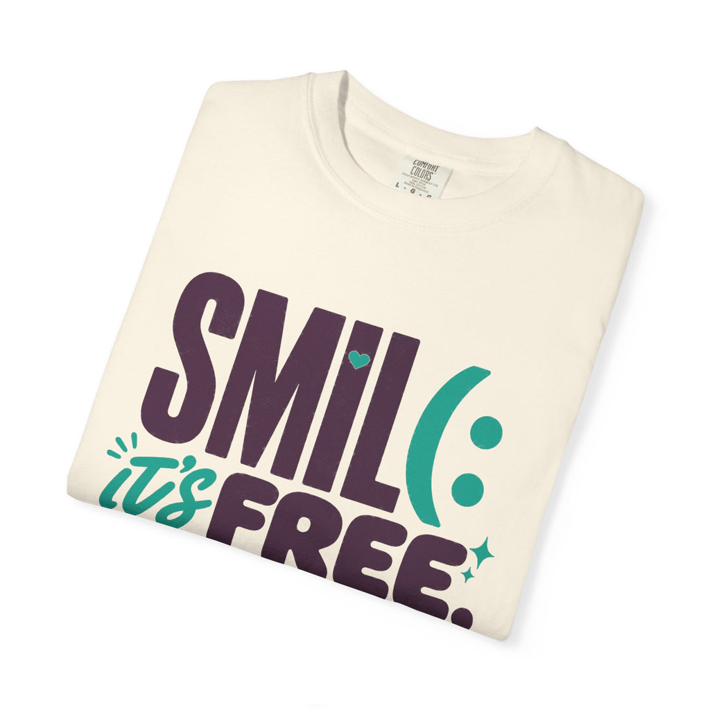 SMIL(: IT’S FREE. Plum & Teal Garment-Dyed Graphic Tee