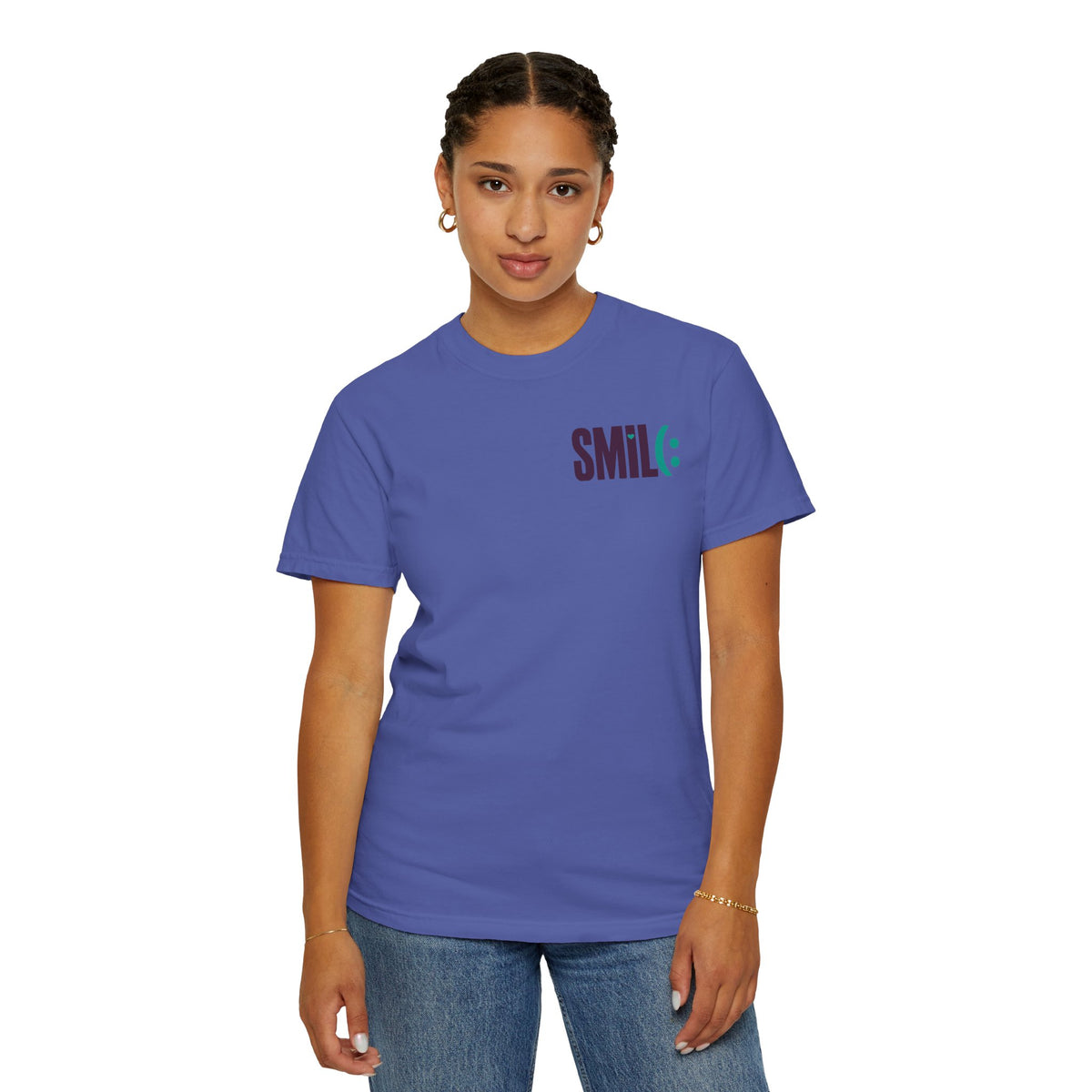 SMIL(: IT’S FREE. Front & Back Garment-Dyed Graphic Tee