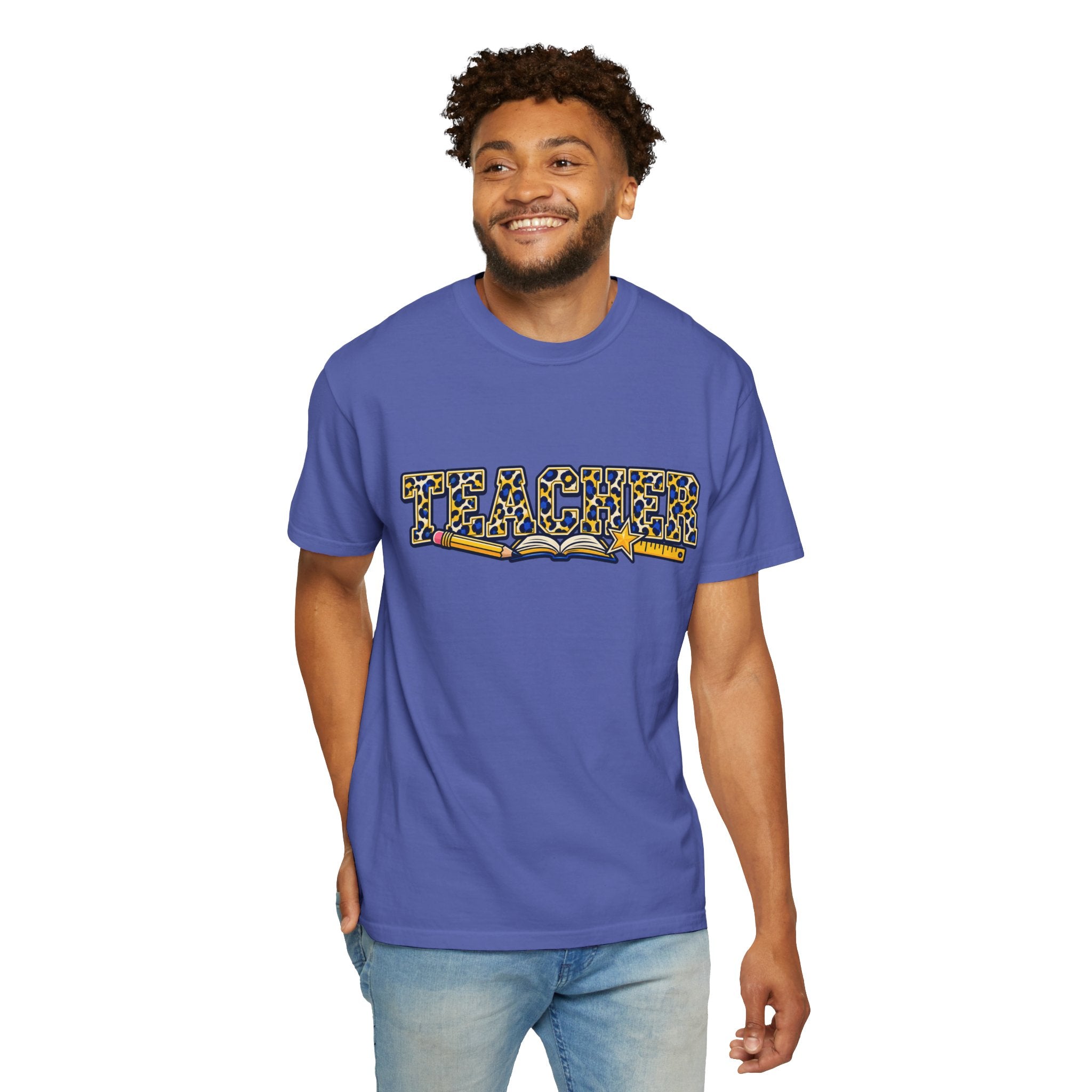 Leopard Print Teacher Comfort Colors® Heavyweight Tee 🍎✏️