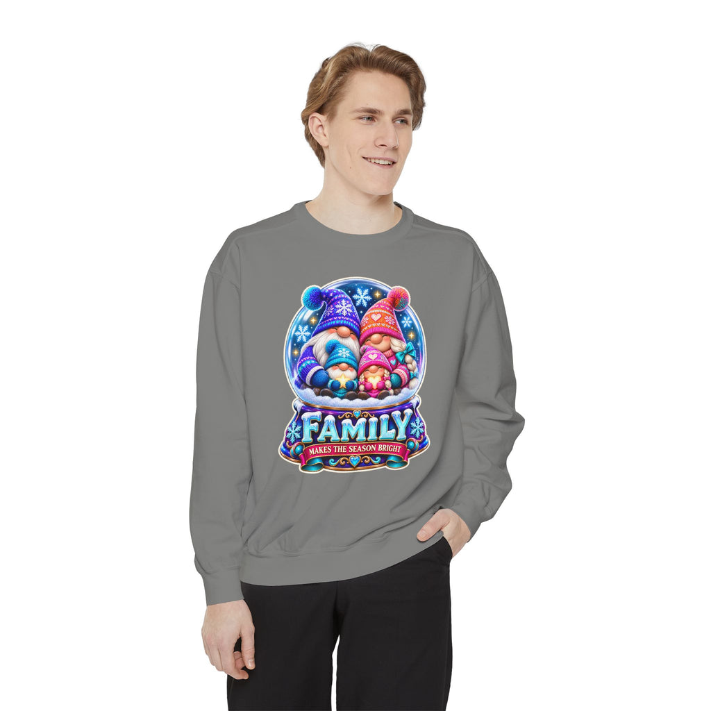 Family Gnome Christmas Sweatshirt "Family Makes the Season Bright"