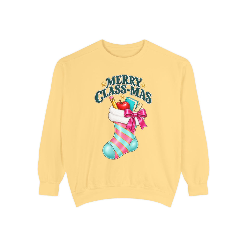 Merry Class-mas Sweatshirt — Christmas Teacher Holiday Stocking Crewneck