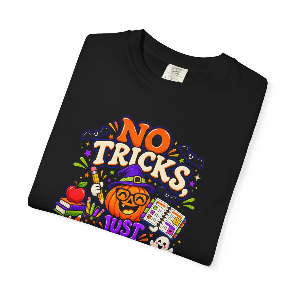 Halloween Teacher T-Shirt - "No Tricks, Just Lesson Plans"